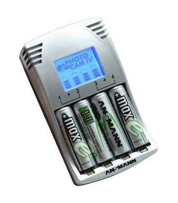 ANSMANN PHOTOCAM IV MAXE CHARGER + 4 BATTERIE RICARICABILI AA/2500mA