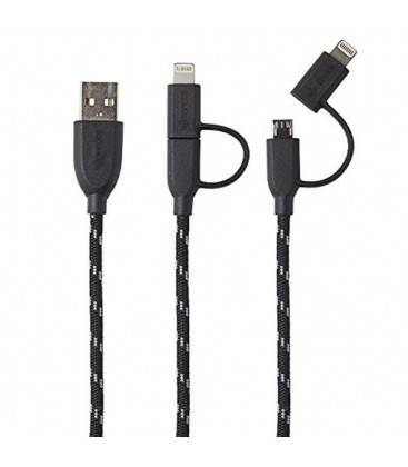 BOOMPODS CABLE DUO  TRENZADO 1M LIGHTNING/MICRO USB A USB