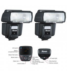 NISSIN KIT2 I60 NIKON 2 FLASHES + TRANSMISOR AIR 1