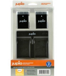 Jupio Kit Chargeur Double USB + 2 Batteries En-El14A 1100mAh (Cni1003)
