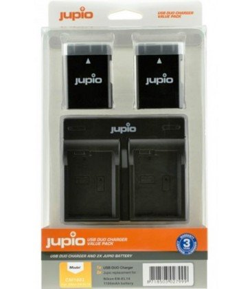 Jupio Kit Carregador Duplo USB + 2 Baterias EN-EL14A 1100mAh (CNI1003)