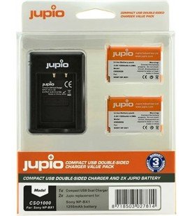 JUPIO KIT CARGADOR DUAL USB + 2 BATERIAS NP-BX1