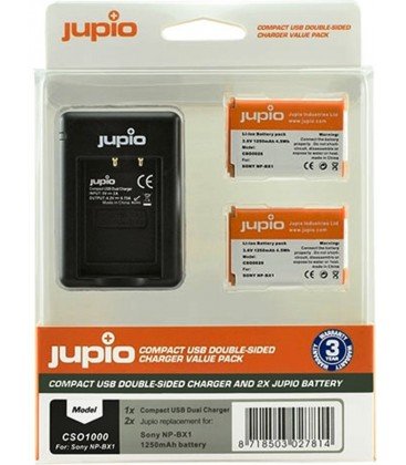 JUPIO KIT CHARGEUR USB DOUBLE + 2 PILES NP-BX1