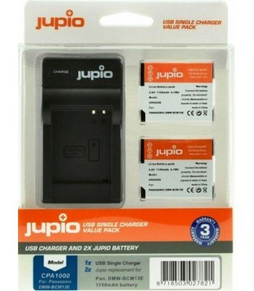 JUPIO 2 PILES DMW-BCM13E PANASONIC AVEC CHARGEUR USB