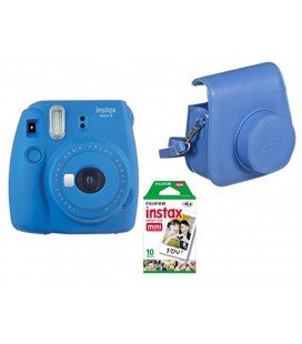 FUJIFILM  INSTAX MINI 9 + 10 PHOTOS + ORIGINAL COVER -BLUE