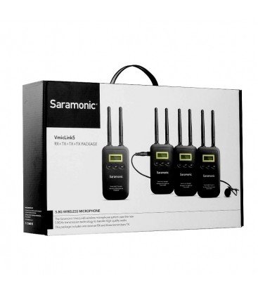 Saramonic Vmiclink5 - Wireless System with Three Transmitters and Receiver with Monitor