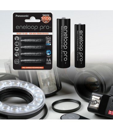 CARICABATTERIE PANASONIC ENELOOP PRO + 4 BATTERIE PRECARICATE AA