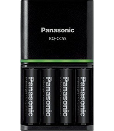 CARICABATTERIE PANASONIC ENELOOP PRO + 4 BATTERIE PRECARICATE AA