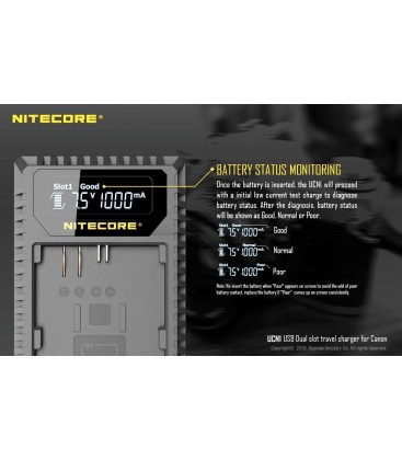 NITECORE USC1 CHARGER CANON LP-E6/6N/LP-E8 DUAL (2 BATTERIES 1 USB)