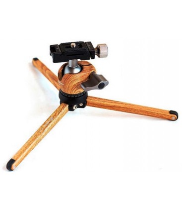 LEOFOTO  MT-01 + LH25 MINI TRIPOD + ROLLING PIN /ALUMINIUM WOOD FINISH