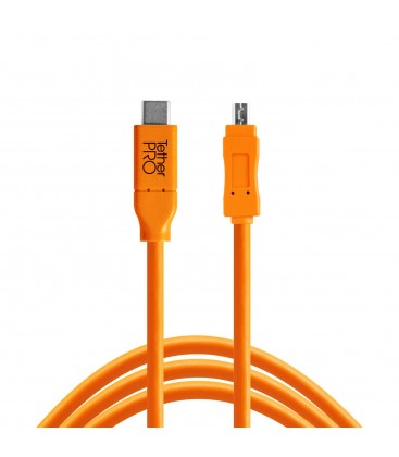 TETHER TOOLS USB-C A MICRO-B 3.0 ORANGE STRAIGHT CABLE