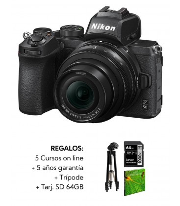 NIKON Z50 +16-50mm VR F3.5-6.3 + Kit: SDXC 64GB X1000  + TRIPODE + 5 CURSOS